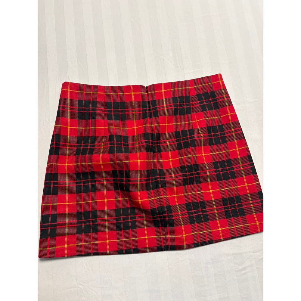 Zara Red Plaid Mini Skirt Size L